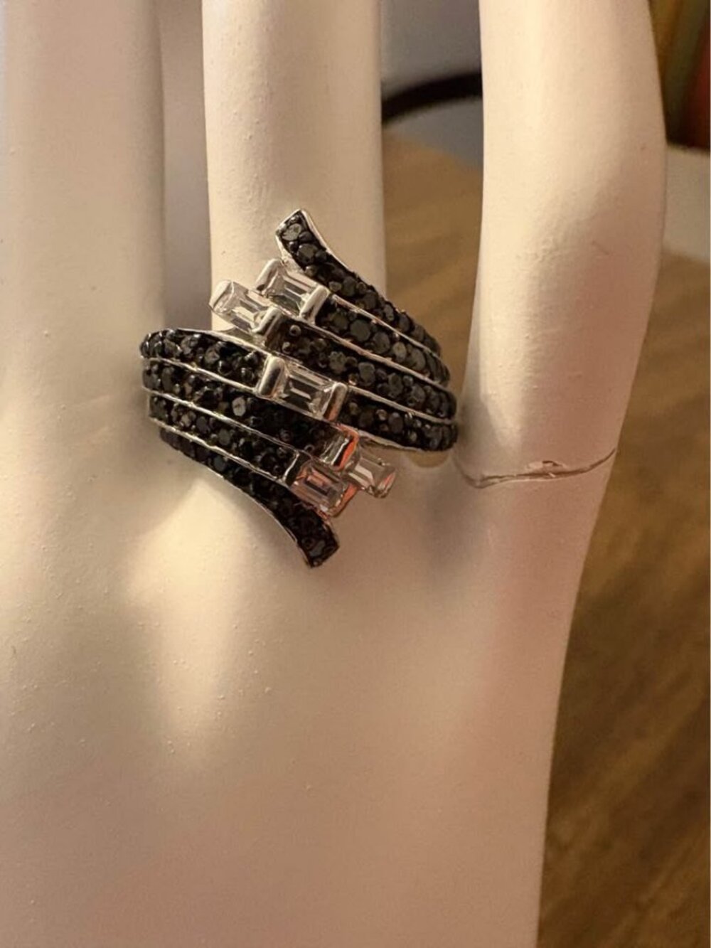 Sterling Silver 1.50 CTTW Natural Black Diamond Ring Size 7
